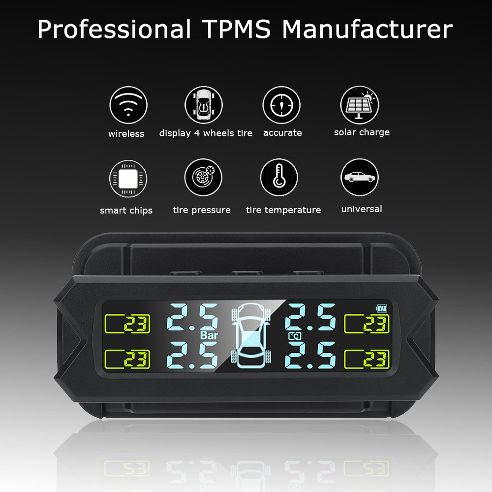Solar Energy TPMS External Sensors Car Tire Pressure Alarm System TPMS Security Alarm