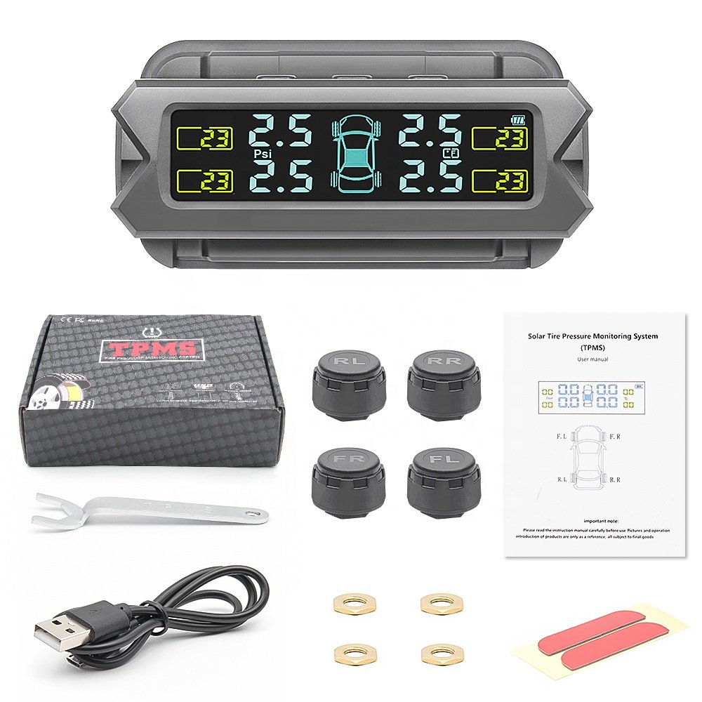 Solar Energy TPMS External Sensors Car Tire Pressure Alarm System TPMS Security Alarm