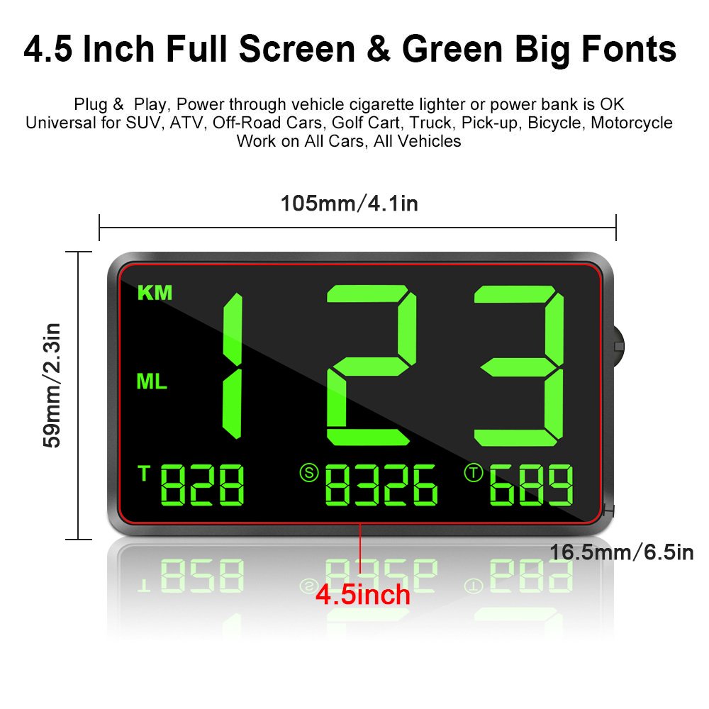 Digital GPS Speedometer C80 with Odometer Simple Head up Display Over Speed Alarm for Car Boat Truck Motorcycle Universal