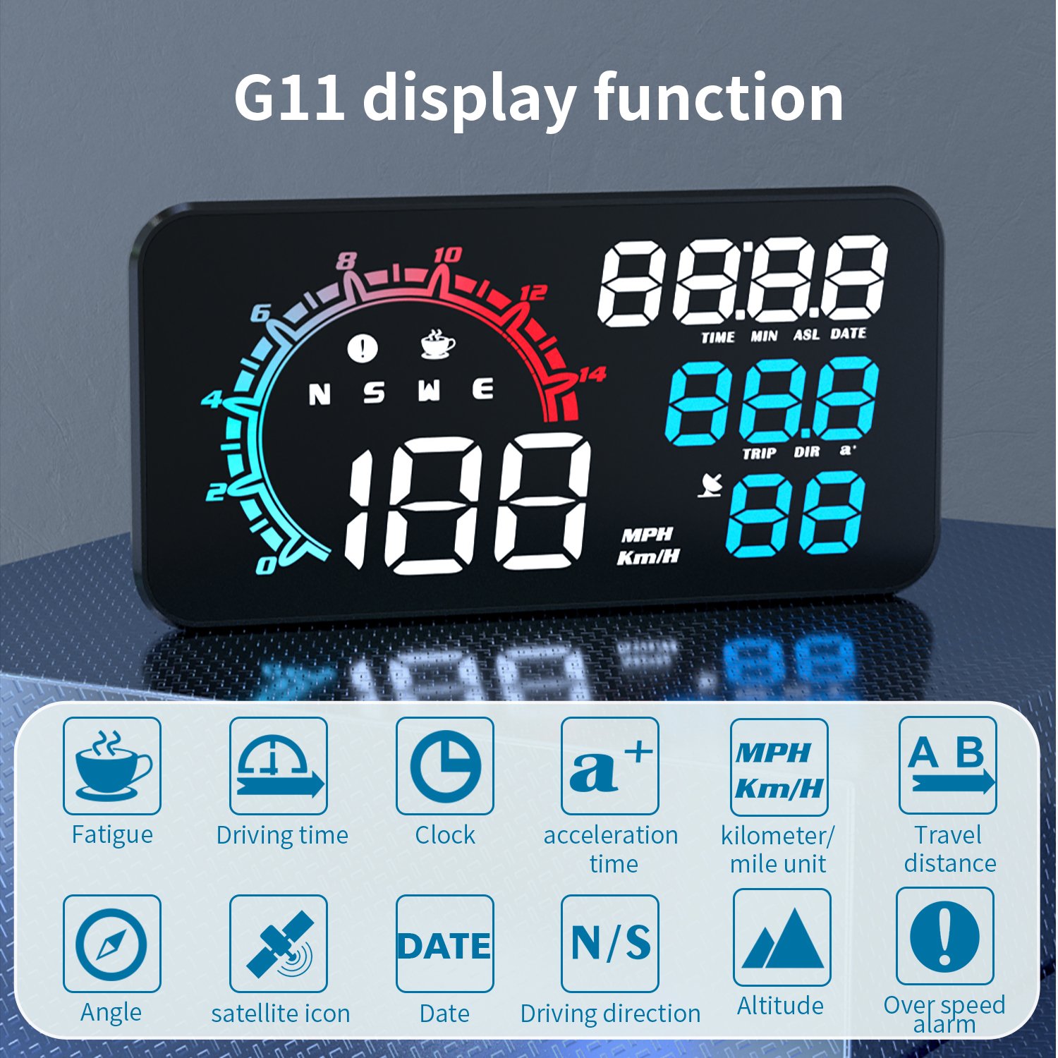DC 4-28V Car Digital Meter G11 LED Hud Display Gps Meter Voltage Gauge Meter for Car Motorcycle