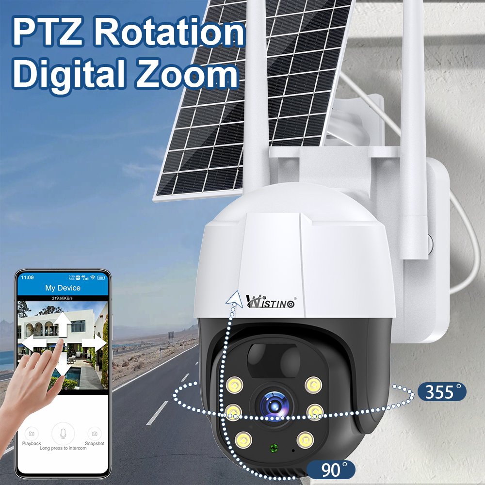 Wistino 3MP Outdoor Single Lens 4G Solar Camera Motion Detection Alarm Color Night Vision Solar Light With Cctv Camera