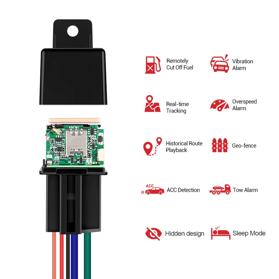 2G Relay GPS Tracker Easy Install Remote Cut off Engine GT06 Protocol GPS Tracking Device Real Time Tracking No Month Cost APP