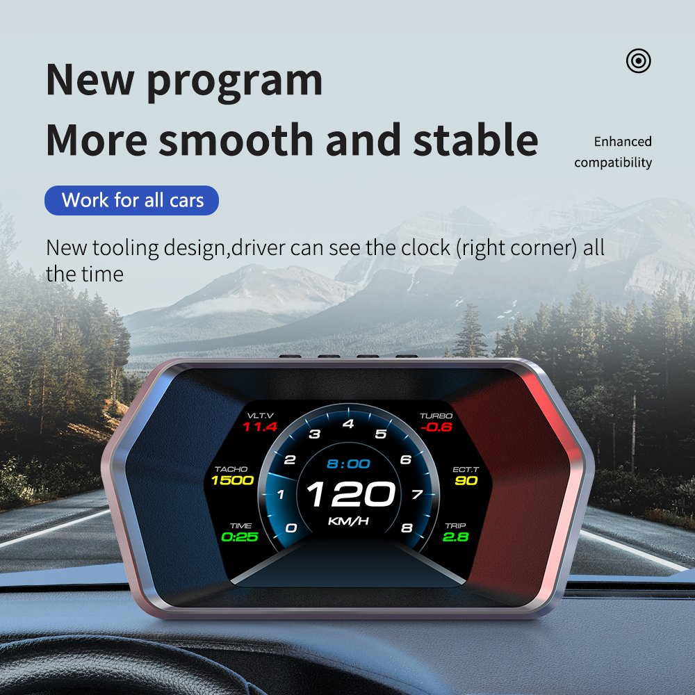Universal OBD2+GPS HUD P17 Tpms Display Gps tracker HUD Meter Car Overspeed Alarm and OBD2 Smart Gauge Speedometer