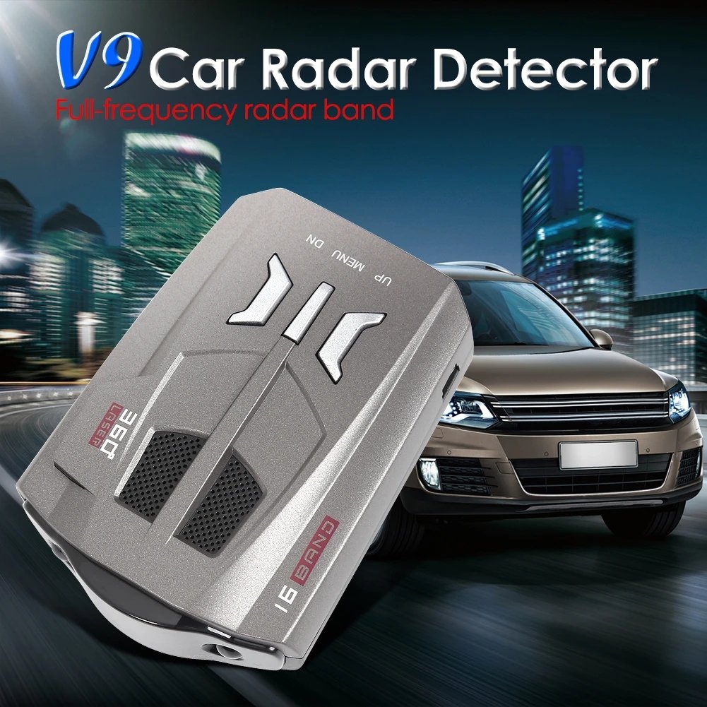 English Russian Auto 360 Degree V9 Speed Voice Alert Alarm Warning Vehicle Car Radar Detector