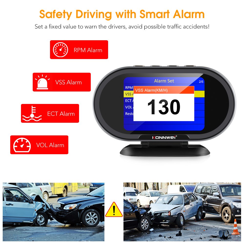 KONNWNEI Obd2 Scanner Diagnostic Tool Car Speedometer OBD2 Digital Gauge RPM Speed Meter Gauge Diagnostic Tool for All Cars