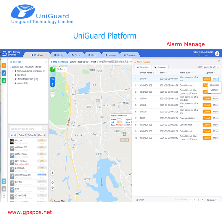 GPS Tracking Software with Open Source Code for Personal Hunting Dog Tracking GT06 Tianqin 808 Protocol Support Customization