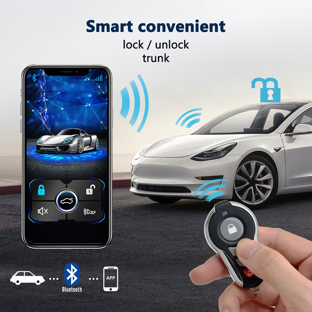 Anti-Robbing Bluetooth Universal Car Alarm System Remote Engine Start Scuta Car Alarm Keyless Entry System