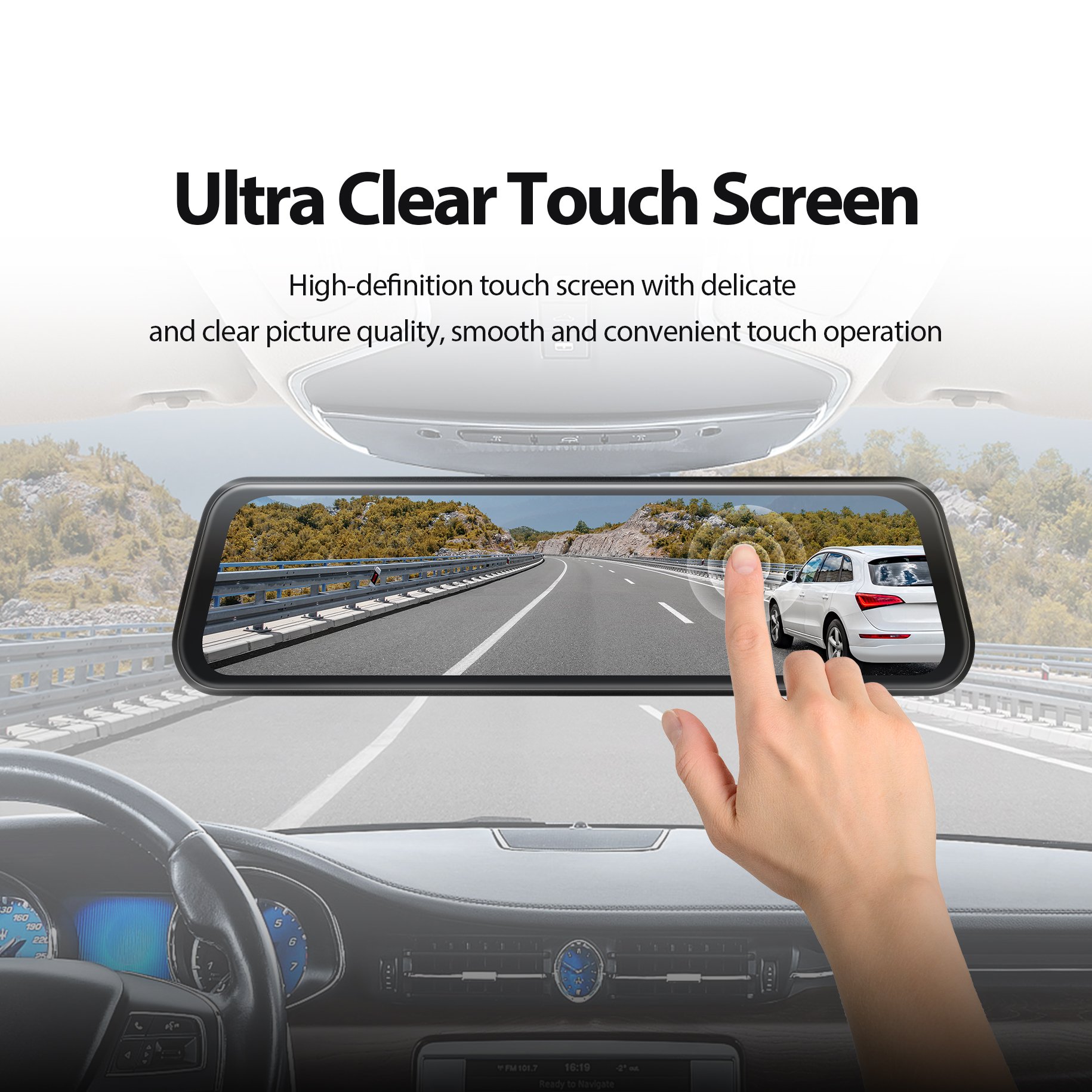 2K Dual Lens Auto Loop Recording Dash Cam Touch Screen APP Voice Control Android System 1080p HD 1 Year Warranty Bluetooth ADAS