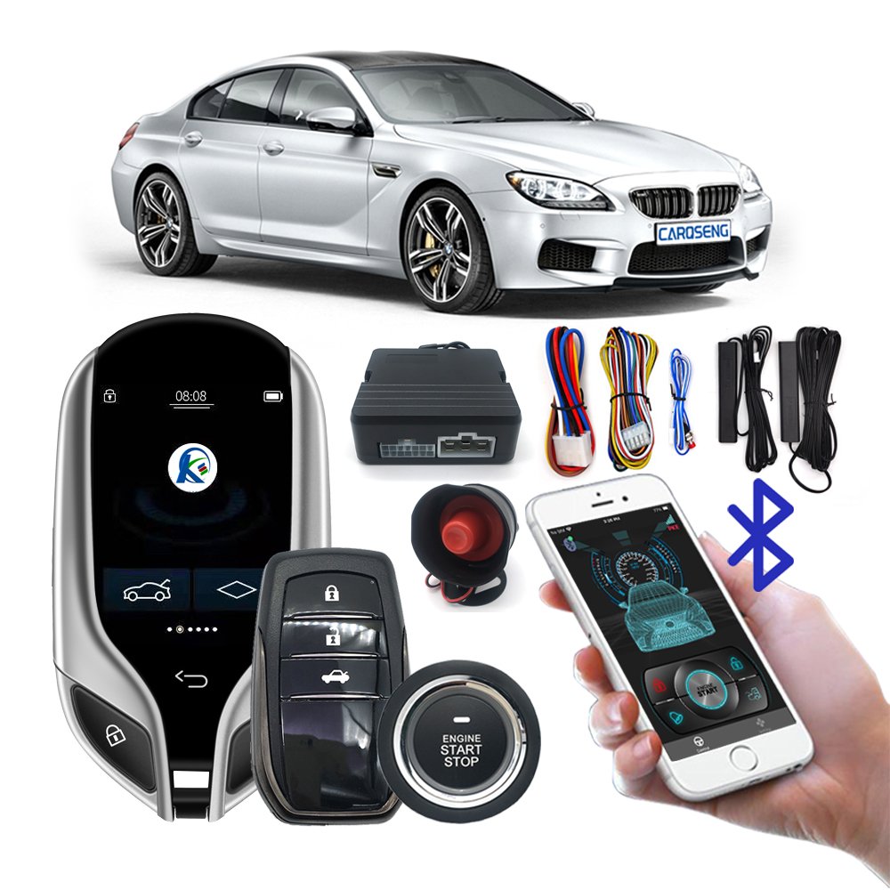 PKE Remote Start Stop Car Alarms with Smart Key for Car and Smartphone App Control