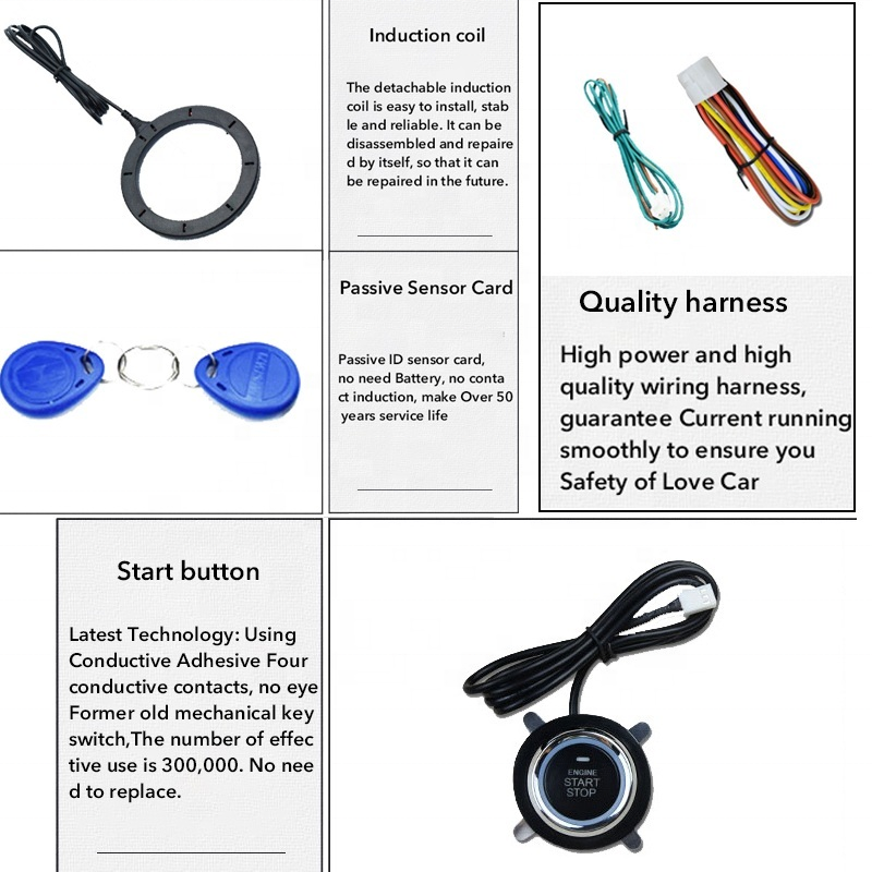 Car Alarm Security Alarm Anti-theft System Remote Control Smart Start Stop Button RFID Engine Lock Ignition Starter