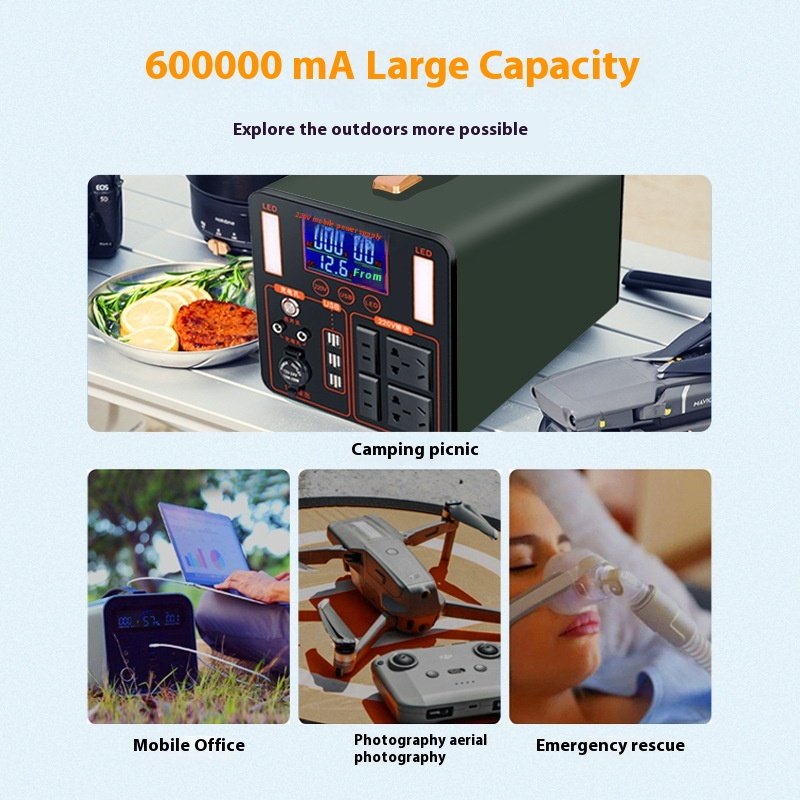220V High-Power 1500 Watts Outdoor Power Supply Large Capacity Charging Station Mobile Phones Car Self-Driving Camping Emergency