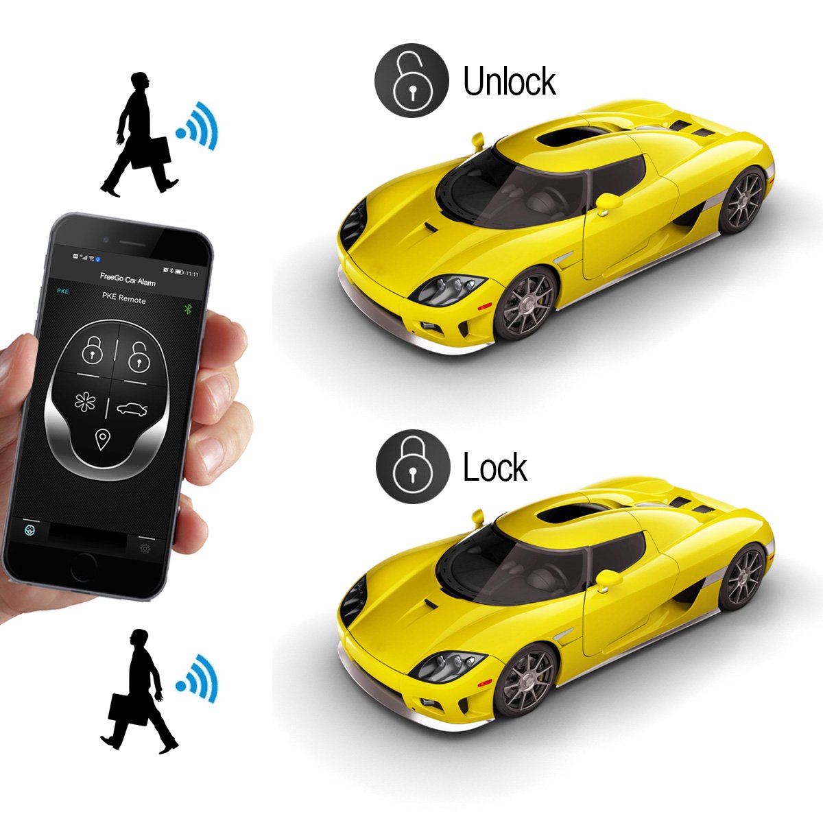 NTO 1 Way Car Alarm System Automatic Remote Start Universal Pke Car Alarm With Phone App Bt Control