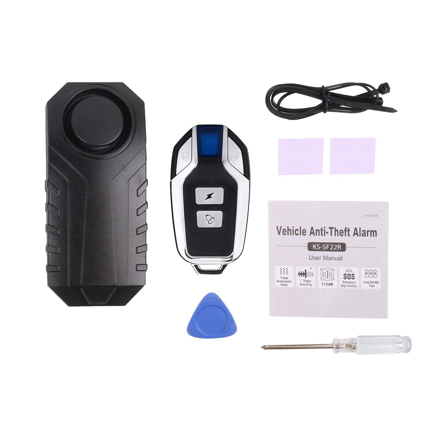 Security Two Way Bike Alarm IP55 Waterproof 113 DB Super Loud Black Wireless Motorcycle Bicycle Alarm with Remote Control