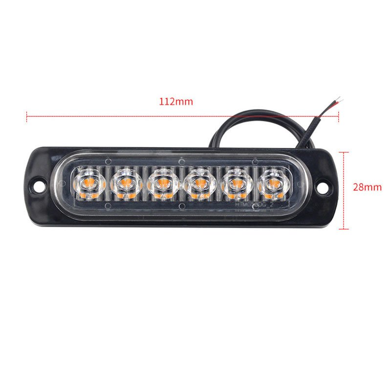 12V 24V LED Strobe Warning Light Blue Aluminum 6LED Strobe Grille Flashing Light Bar Beacon Lamp Amber Side Light for Truck Car