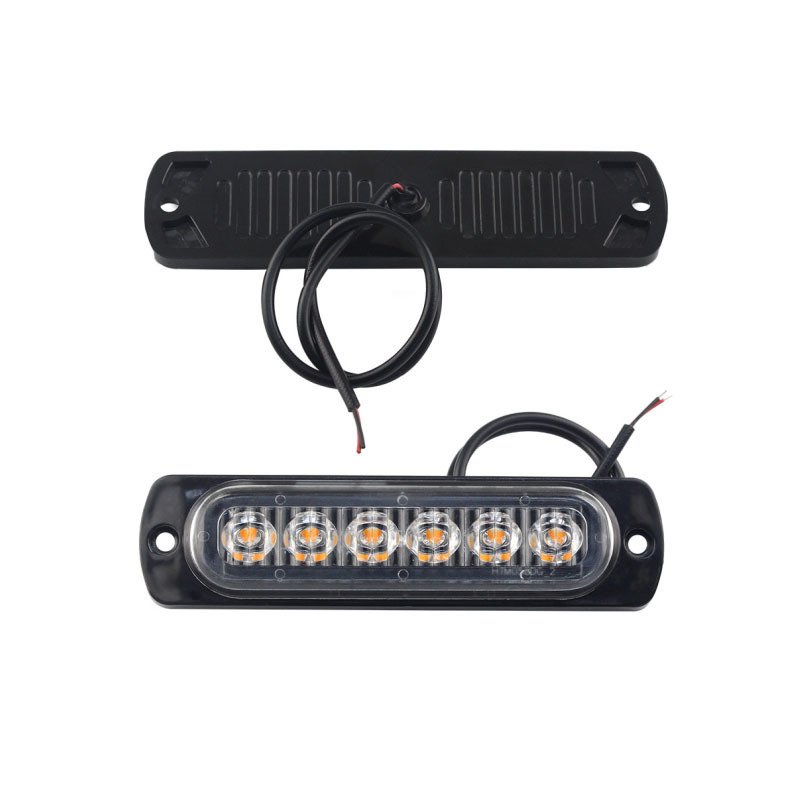 12V 24V LED Strobe Warning Light Blue Aluminum 6LED Strobe Grille Flashing Light Bar Beacon Lamp Amber Side Light for Truck Car