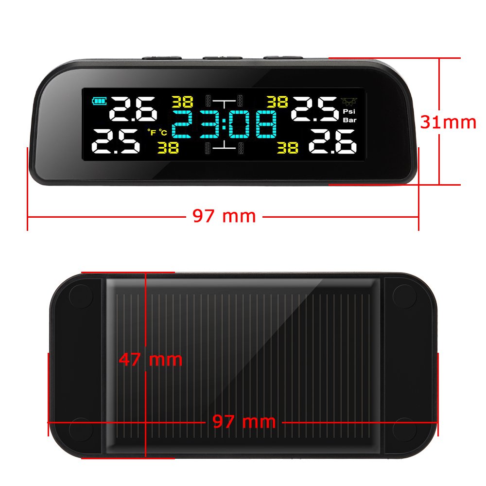 Windshield Solar Tpms Tire Pressure Monitoring Internal External Universal Tpms Sensor Digital Pressure Tire Gauge Auto Alarms