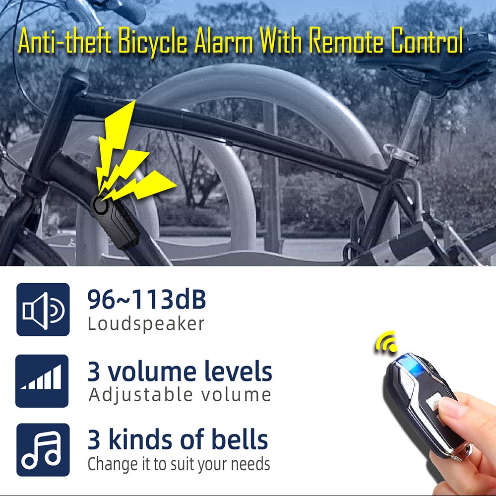 113dB Wireless Bike Alarm Remote Waterproof IP65 Motorcycle Vibration Sensor Motion Detection Battery Cycle Alarm