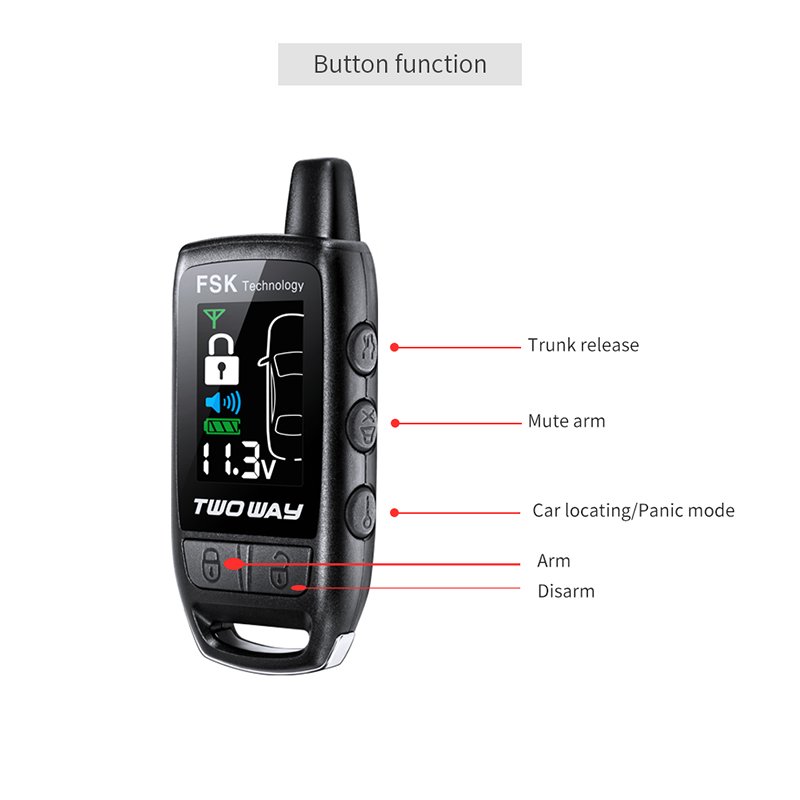 EASYGUARD EC206 Two Way Car Alarm System with LCD Pager Display & Shock Sensor Vibration Warning