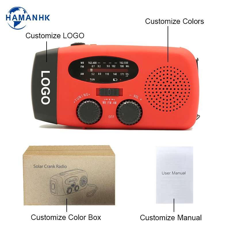 Small Fm Radio Portable Digital Weather Radio Solar 2000mah Emergency Radio With Flashlight