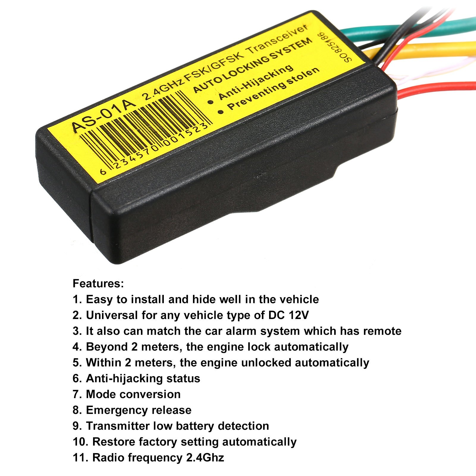 Universal 2.4G Wireless Immobilizer Car Alarm Engine Lock System Anti-Hijacking Intelligent Circuit Cut Off Fuel 12V Vehicle Use