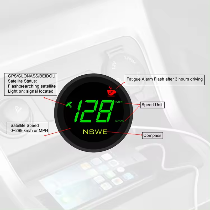 Universal Digital Head up Display ADAS GPS Speedometer HD LCD Display Plug and Play Big Font for All Vehicle