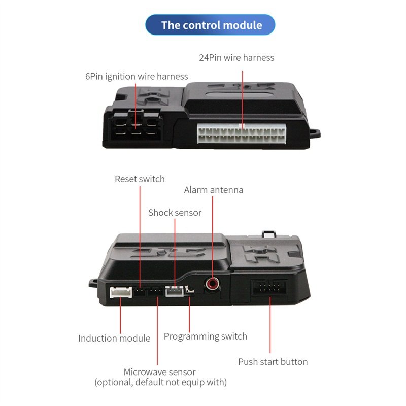 EASYGUARD EC207-M9-SR 2 Way Car Alarm System with LCD Pager Display Push Start Button Remote Starter & Shock Warning