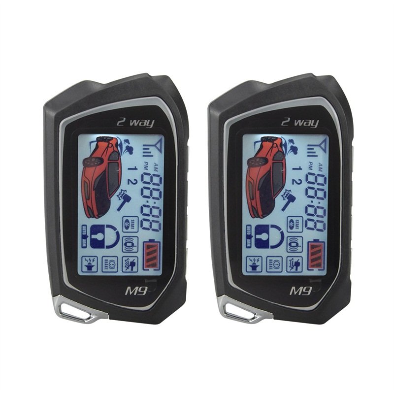 EASYGUARD EC207-M9-SR 2 Way Car Alarm System with LCD Pager Display Push Start Button Remote Starter & Shock Warning