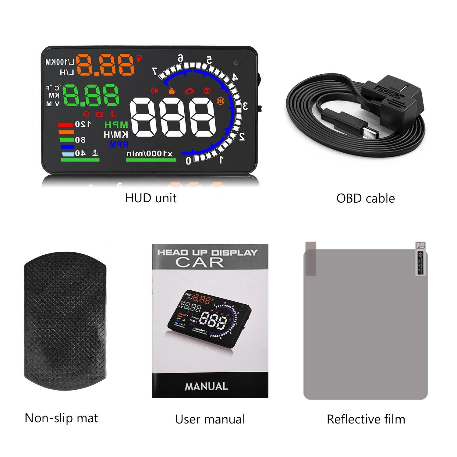 Windshield Mirror 5.5 Inch OBD2 HUD A8 Speed Auto Diagnostic Head up Displays Universal Cars Display