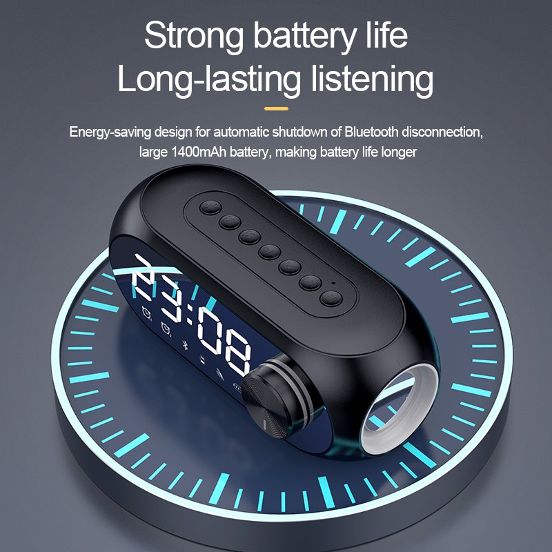 FM Radio LED Digital Smart Dual Alarm Clock Voice Control Speaker Bed Projection Alarm Clock FM Radio With USB Port and TF Car