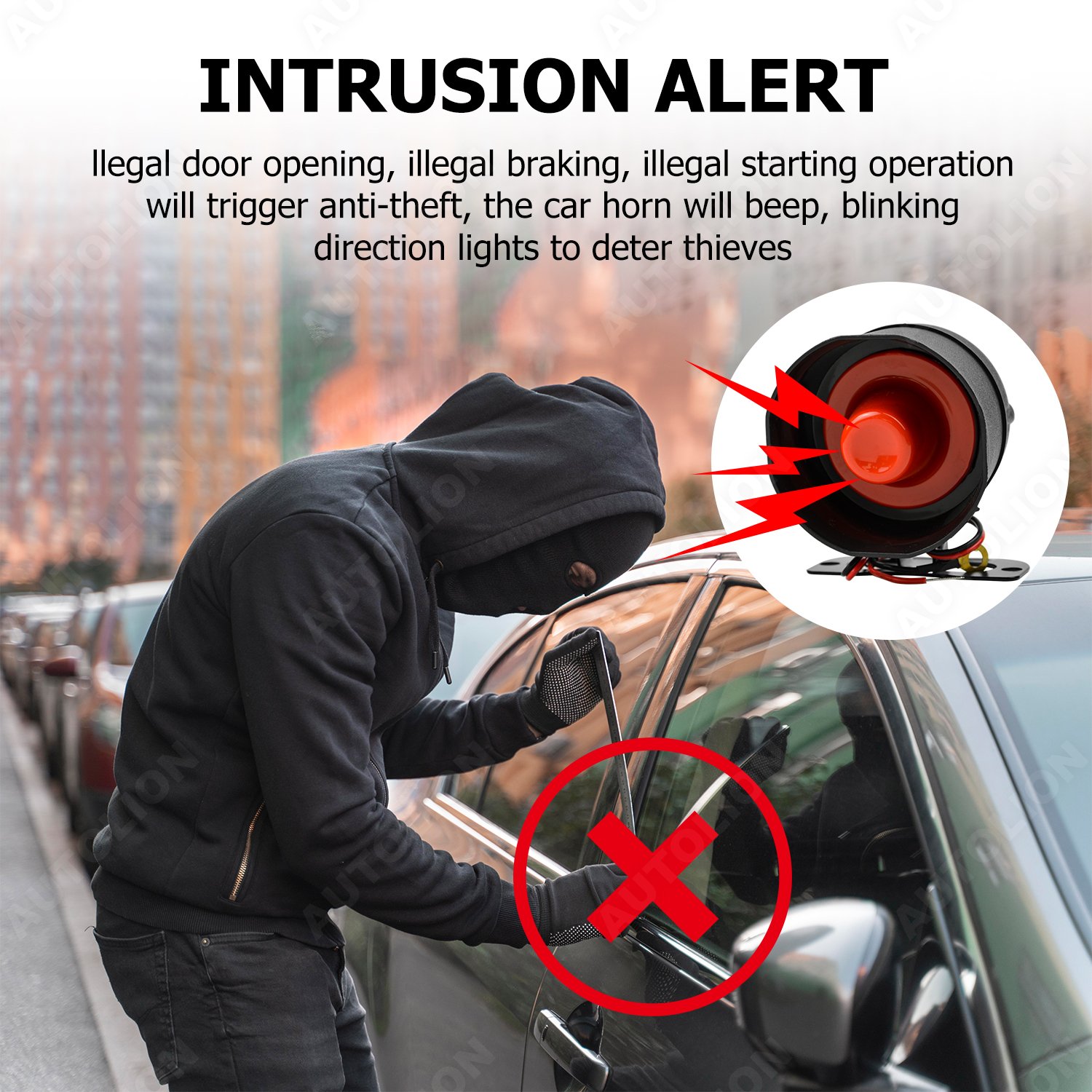 One Way Car Security Alarm Remote Control Universal Smart Car Alarm System