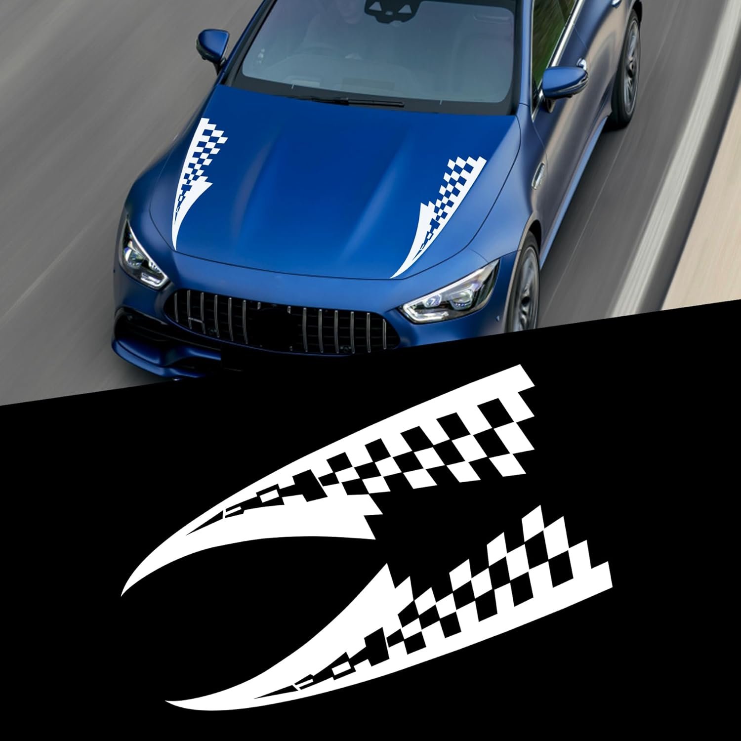 2PC Car Stickers for Universal Car Racing Stickers Vinyl Film Long Big Stripes Universal Engine Hood Decals