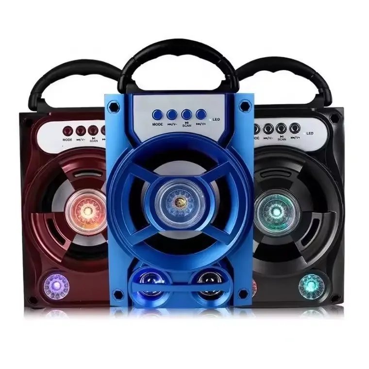 Portable Outdoor Colorful LED Light Wireless Speaker Support MP3 USB/TF/AUX/FM Radio