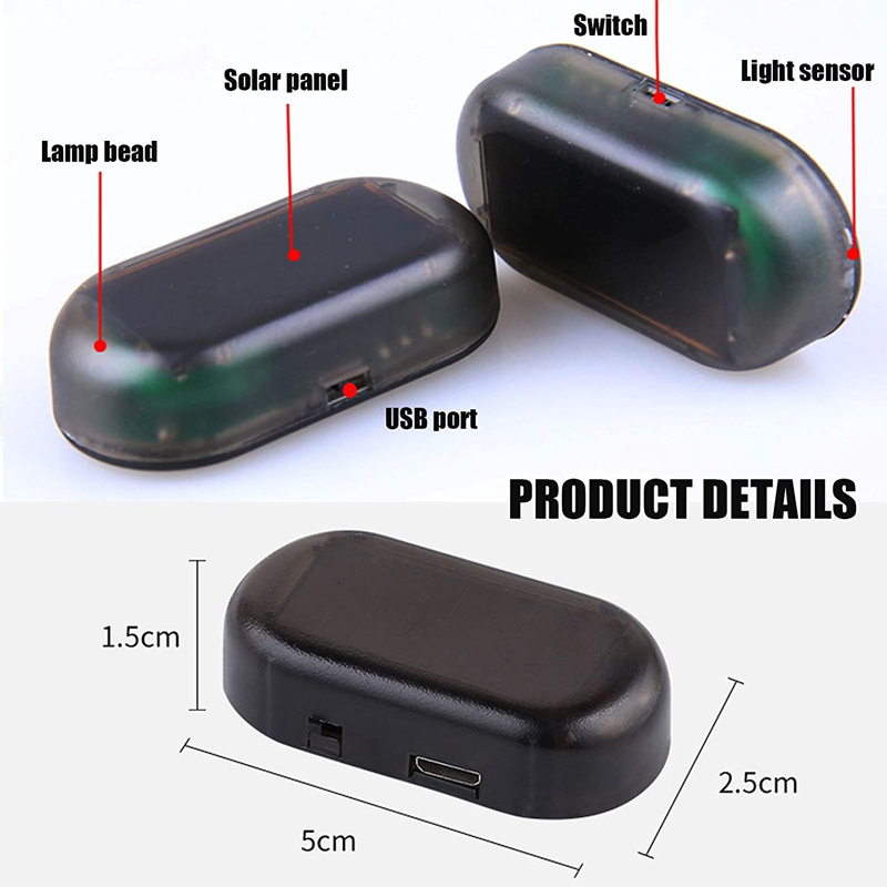 Hot Sale LED Car Solar Rechargeable Warning Light Lamp Security Anti-Theft Solar Warning Strobe Lights for Car