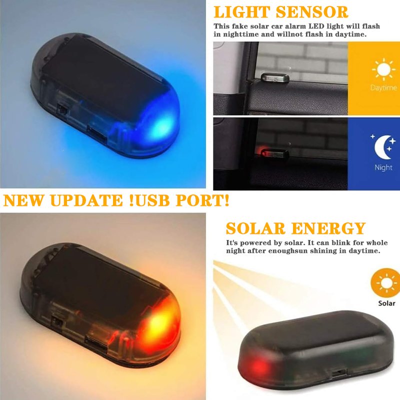 Hot Sale LED Car Solar Rechargeable Warning Light Lamp Security Anti-Theft Solar Warning Strobe Lights for Car
