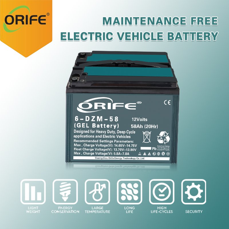 Orife Big Capacity 58ah 48V 60V 72V 6-EVF-58 Traction Lead Acid Electric Scooter Agm sealed Battery
