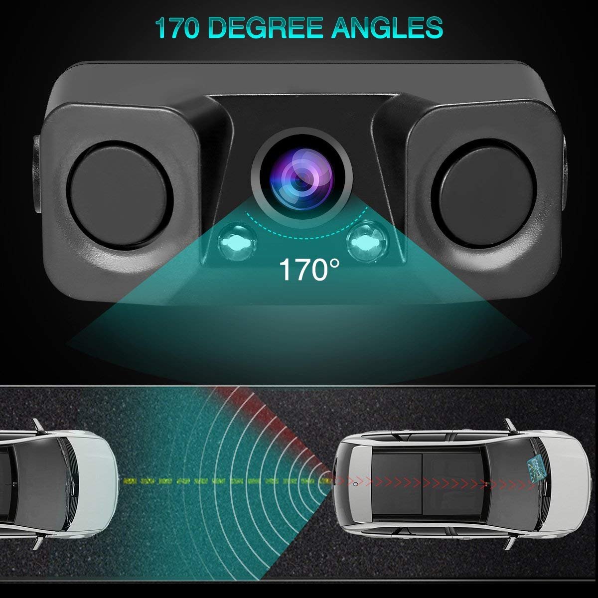 BiBi Alarm Indicator Anti-collision Parking System with 2 Radar Detector Sensor 3 in 1 Video Parking Sensor Backup Camera