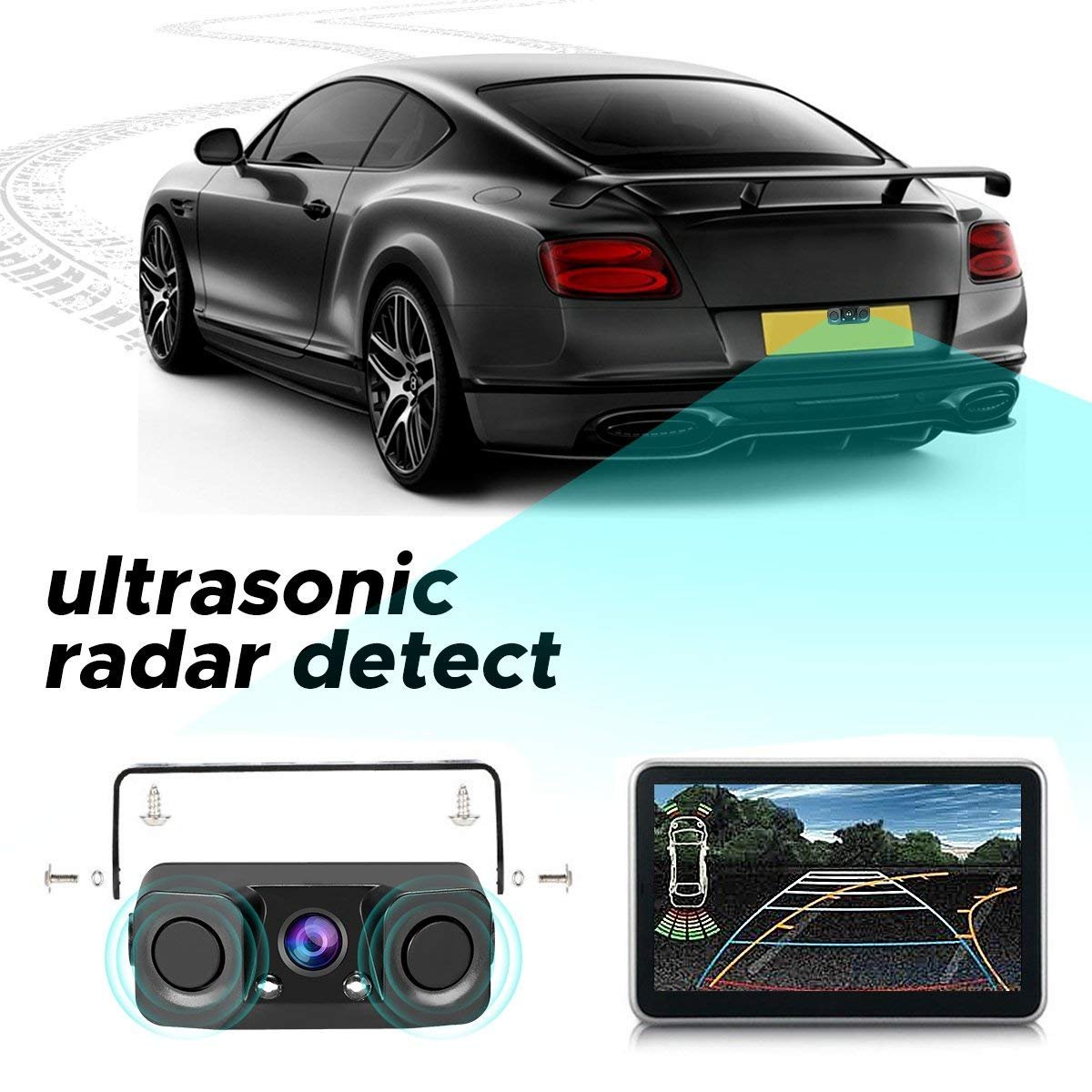 BiBi Alarm Indicator Anti-collision Parking System with 2 Radar Detector Sensor 3 in 1 Video Parking Sensor Backup Camera