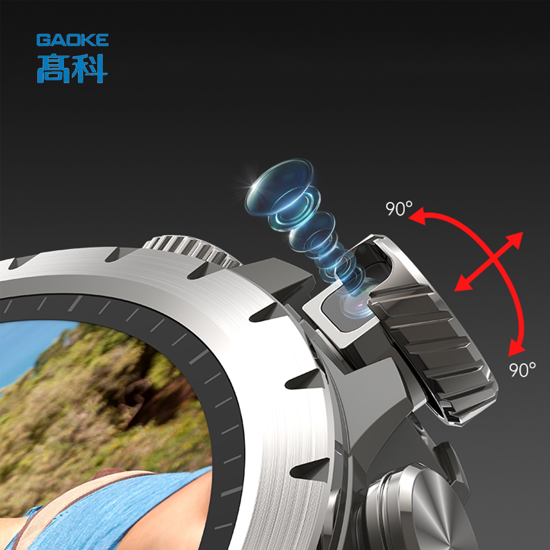 Gaoke Q85 Sports Round Dial Smartwatch Men Camera Waterproof Big Screen 4G Smart Watch With Sim Card Montre Intelligent