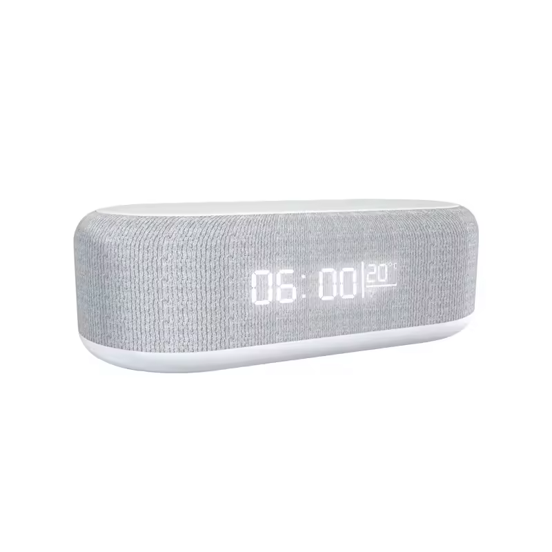 2024 Smart Wireless Speaker with LED Light Time Clock 15W Wireless Charger Bluetooth Speaker Battery Plastic Cases