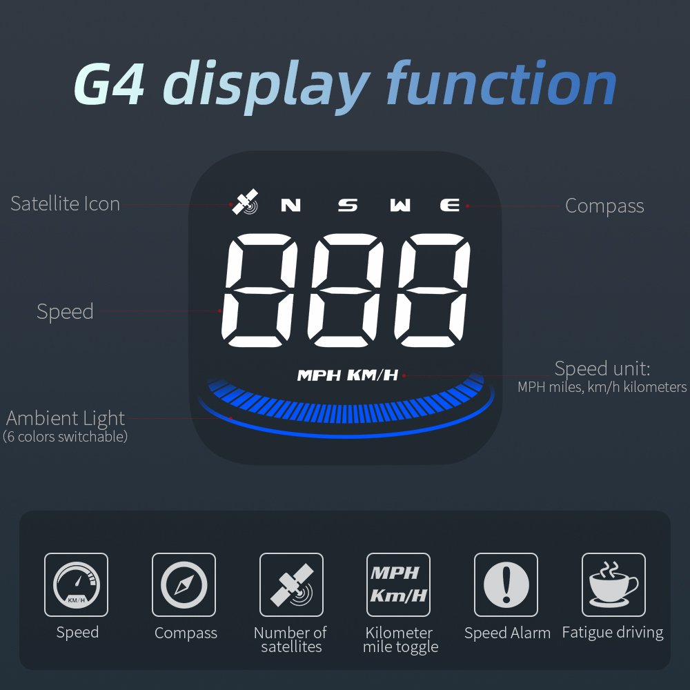 Car Accessories G4 GPS HUD Auto Computer Speedometer Display HD Digital Decorative Lights Head up Display Hud