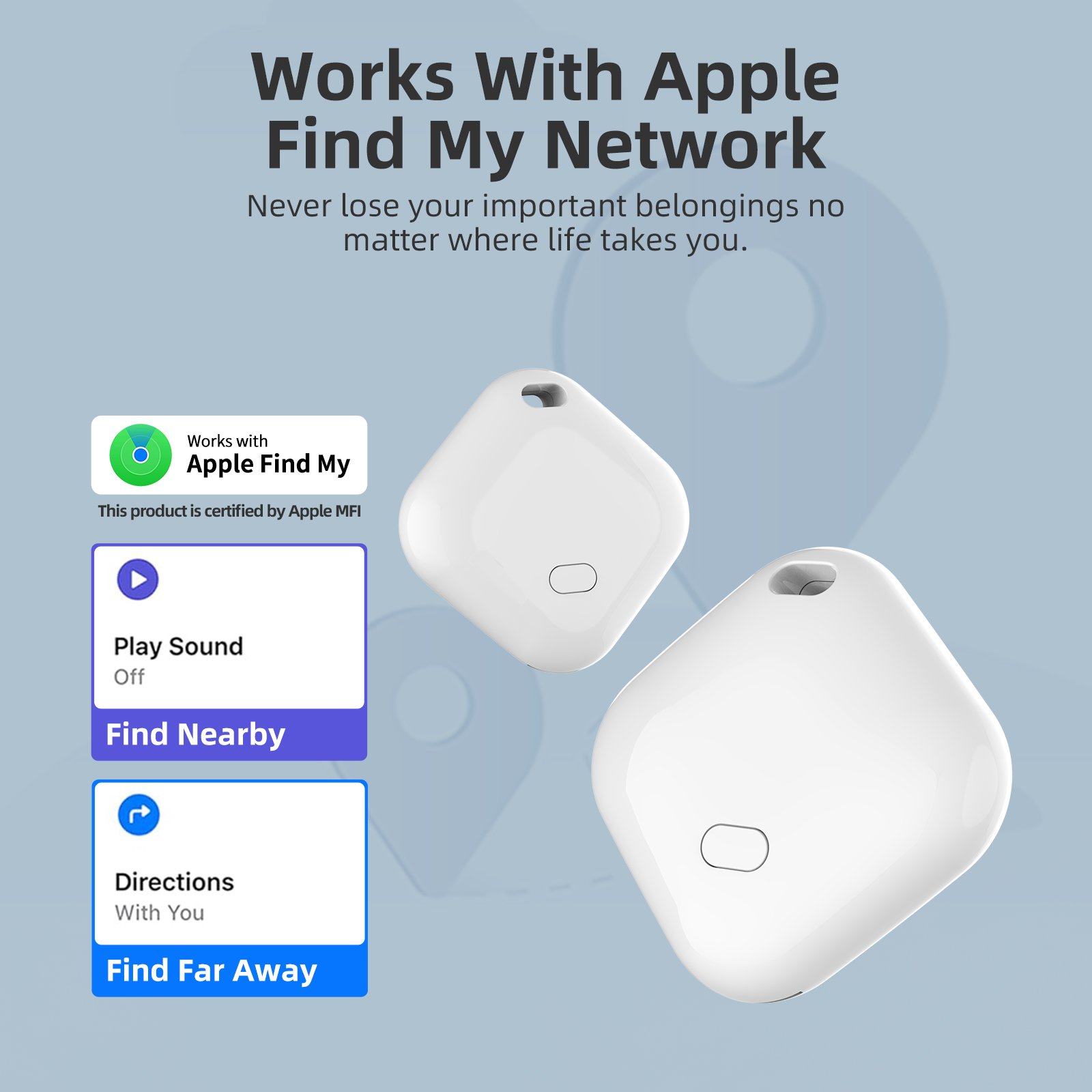 2025 Hot Sale Smart Anti Lost Alarm Wireless Key Finder No Distance Limits Works with Apple Find My Network for Elderly Luggage