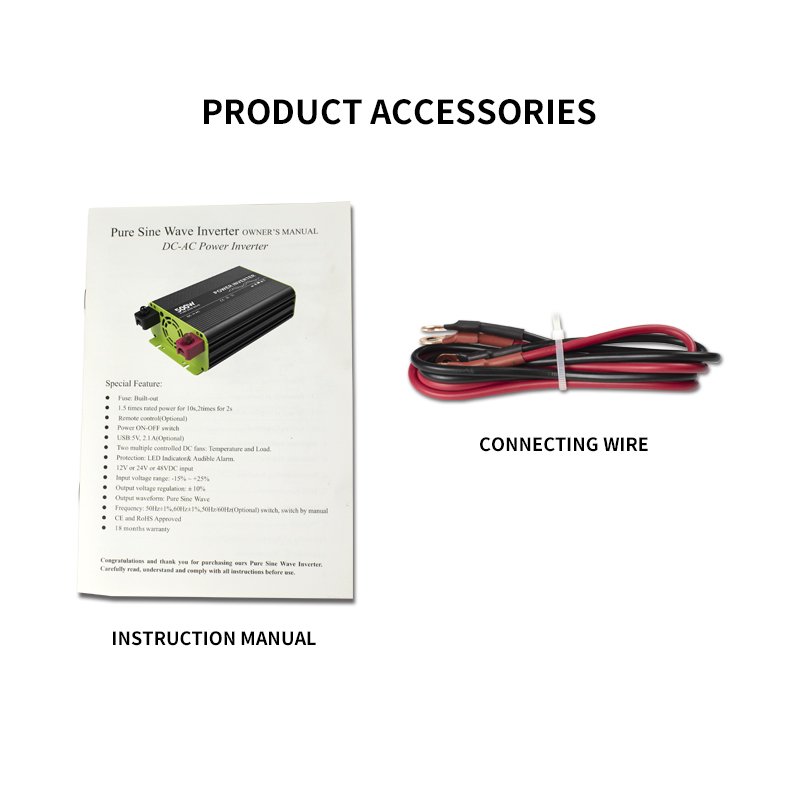 Pure Sine Wave Inverter 500W DC12V 24V to AC 220V 50Hz 60Hz Power Converter for Car Voltage Transforme