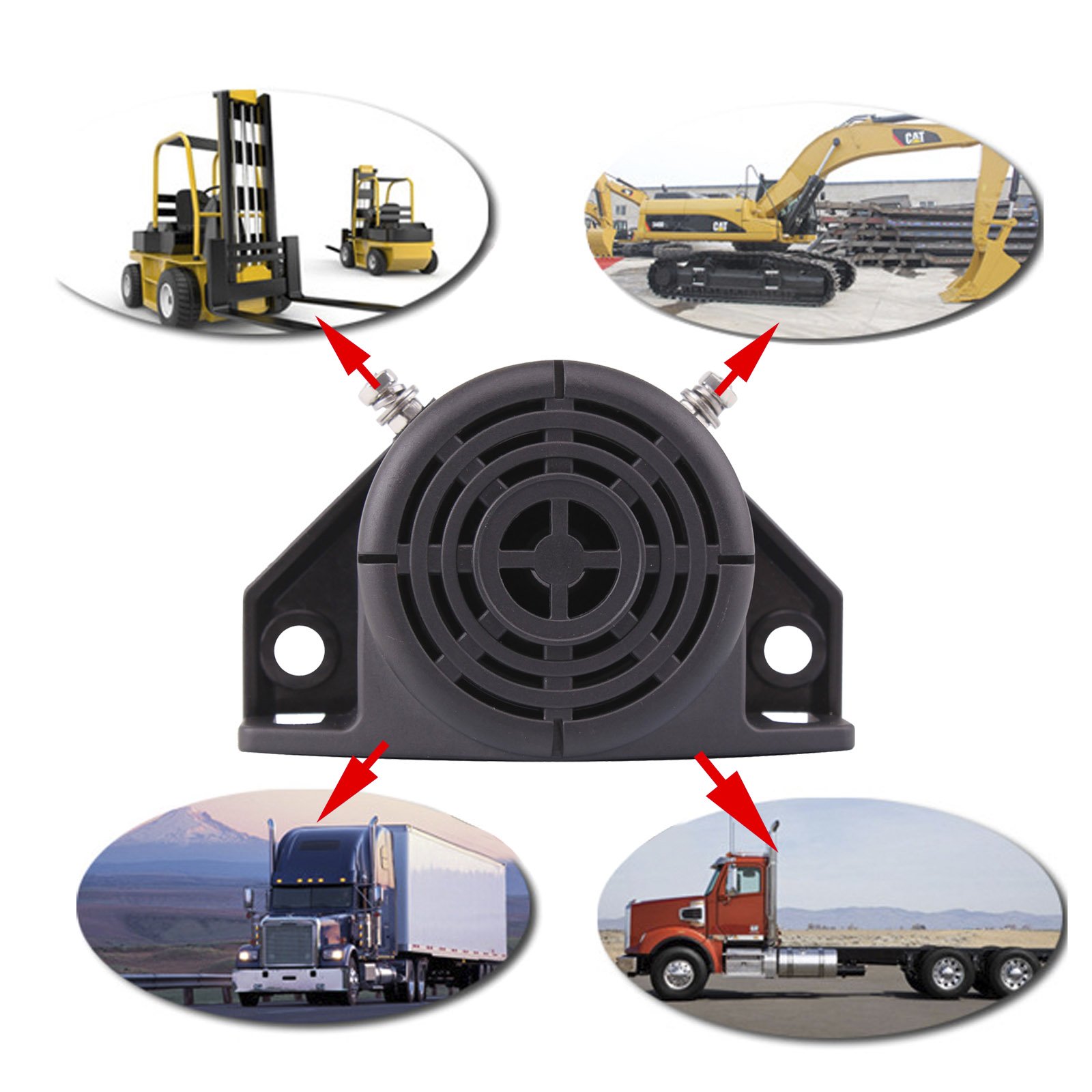 F-Truck Back-up Alarm 105dB 12V/48V Car Reverse Horn BIBI Buzzer Warning Alarm Siren Waterproof Industrial Heavy-Duty Backup