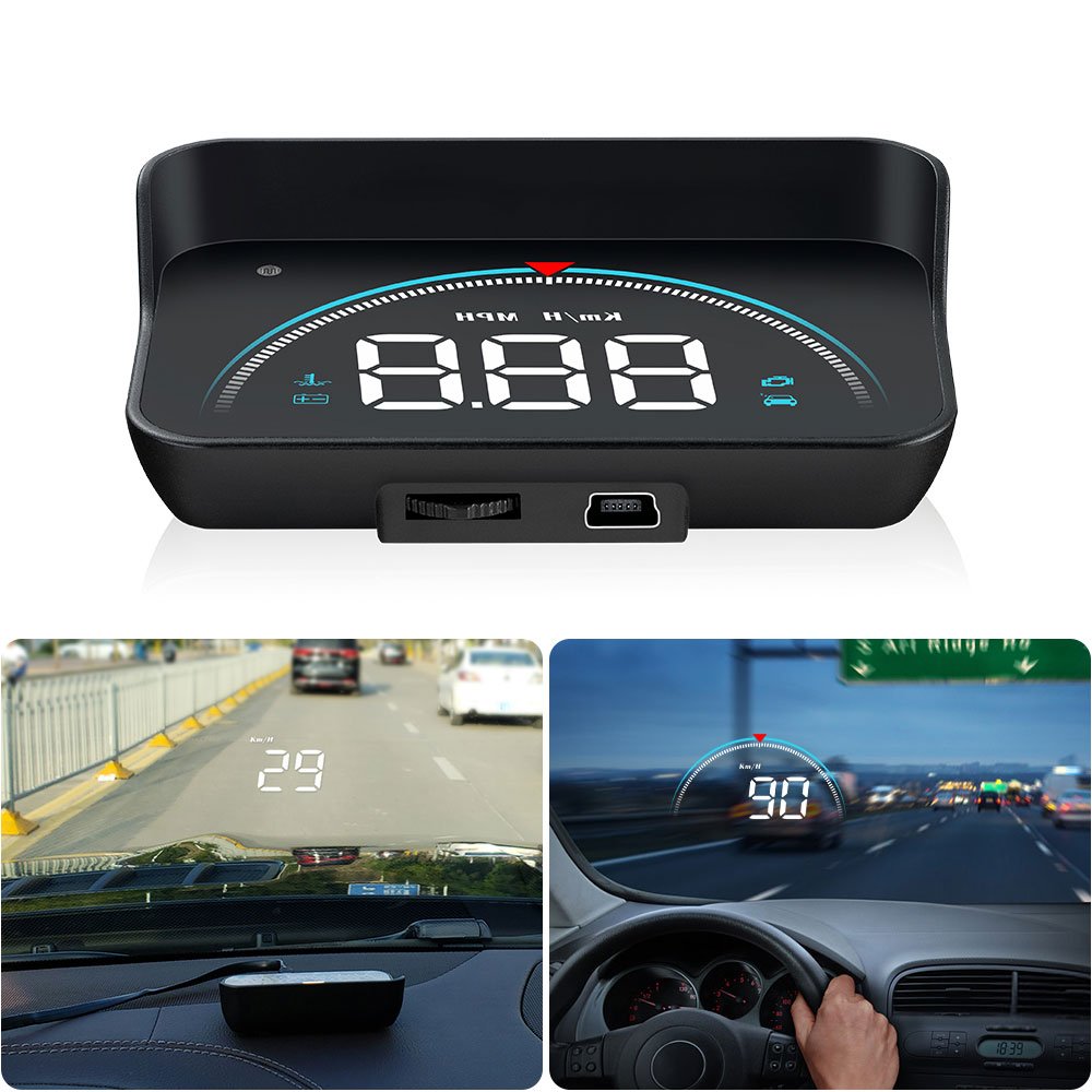 Portable Car Display Screen with HUD OBD2 LCD Projector Water Temperature Function Windshield Speedometer Projector