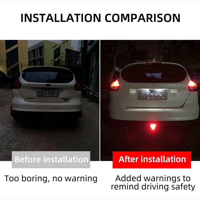 Highlight Pilot Light Triangle Rear Brake Light Motorcycle Car Tail Third Indicator Warning Stop Signal Strobe Safety Light