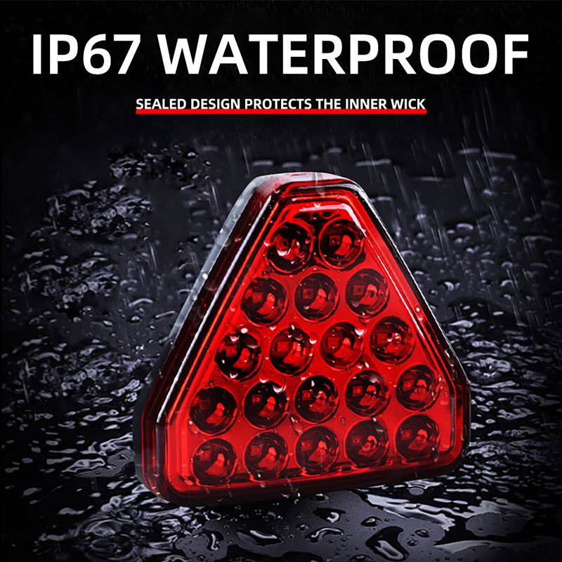 Highlight Pilot Light Triangle Rear Brake Light Motorcycle Car Tail Third Indicator Warning Stop Signal Strobe Safety Light
