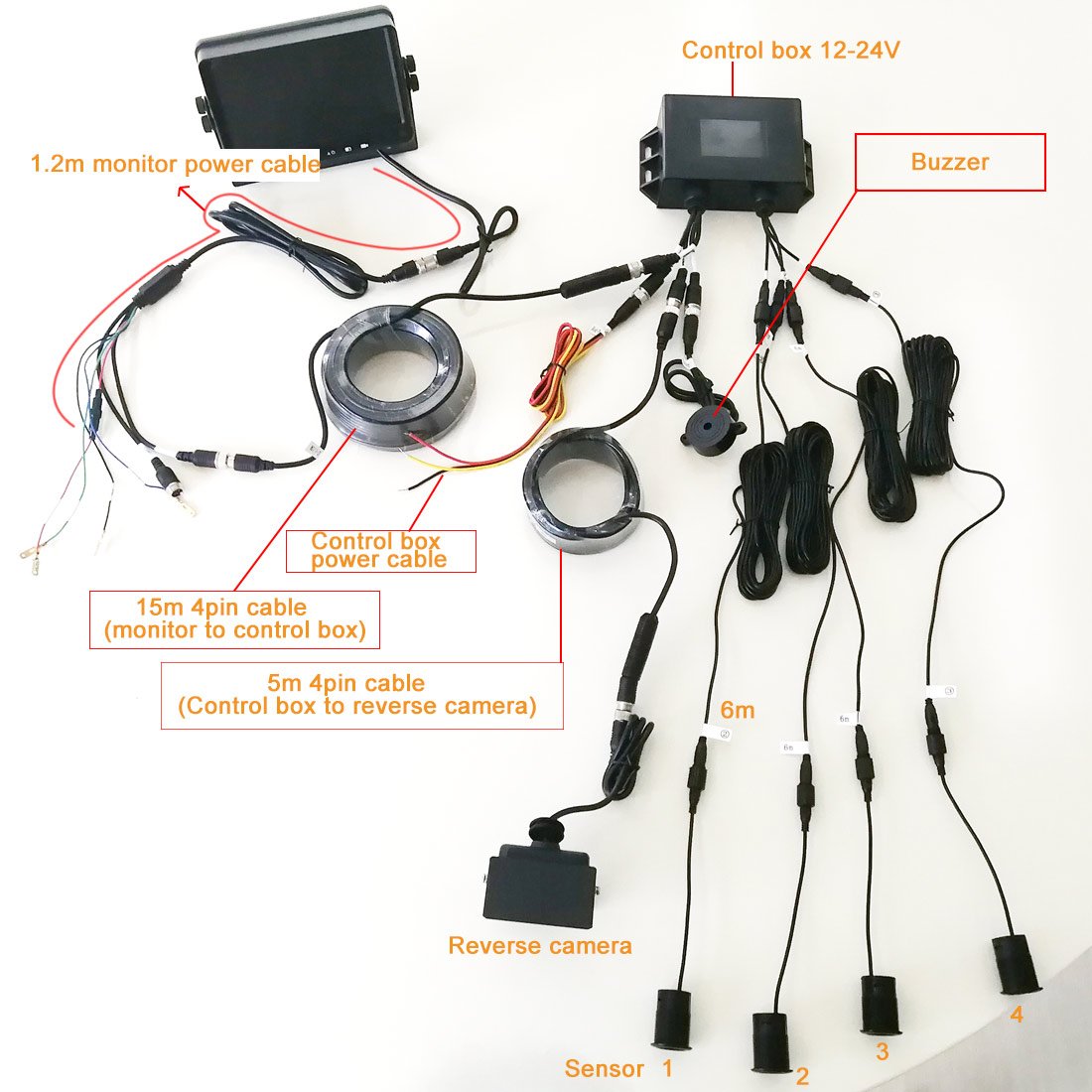 Car Auto BIBI Alarm LCD Reverse Backup Parking Radar Monitor Detector System Display Reversing Aid 4 Sensors Parking