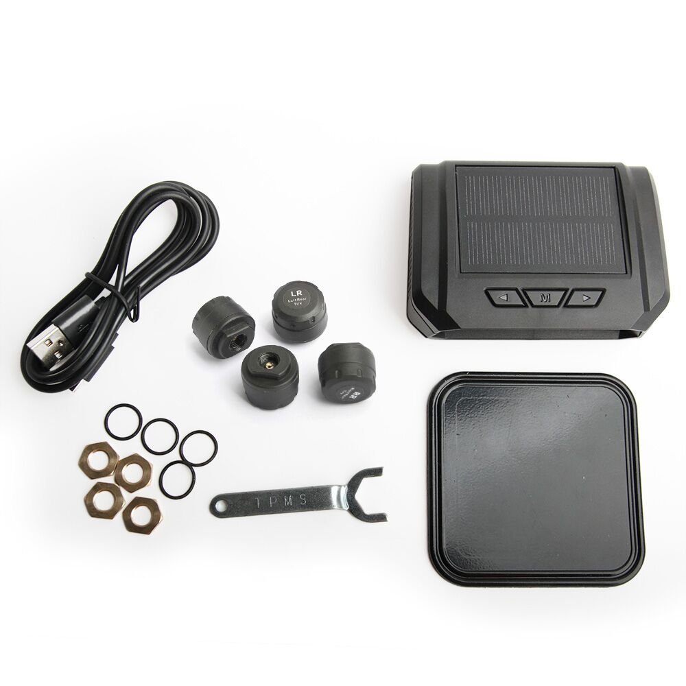 Solar TPMS Tire Pressure Monitoring System, Car TPMS With External Sensors, Wireless 433Mhz With Multiple Alarms
