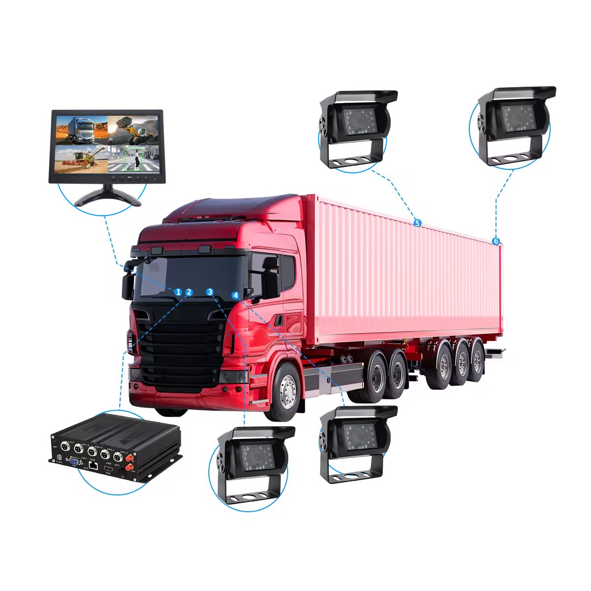 YWX 4 Channel AI BSD 1080P Camera Mobile MDVR with Alarm Speaker for Bus Truck Taxi Fleet Management System MDVR