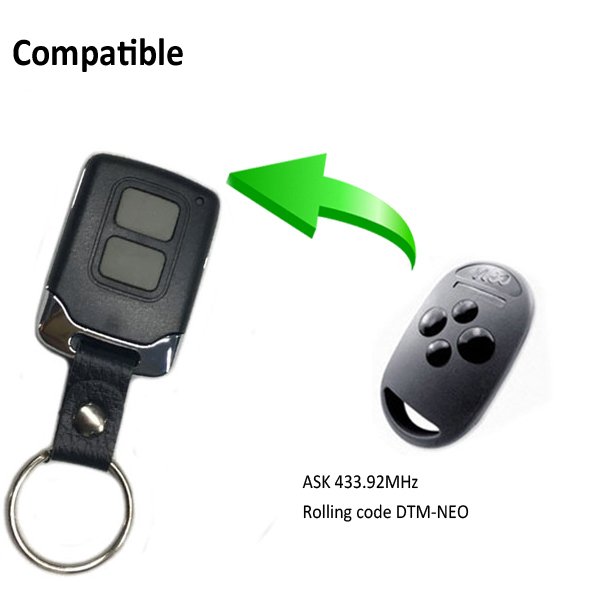 Wireless 6V Plastic Garage Door Opener EV1527 433MHz RF Remote Control Automatic Light Function Learning Code Gate Application